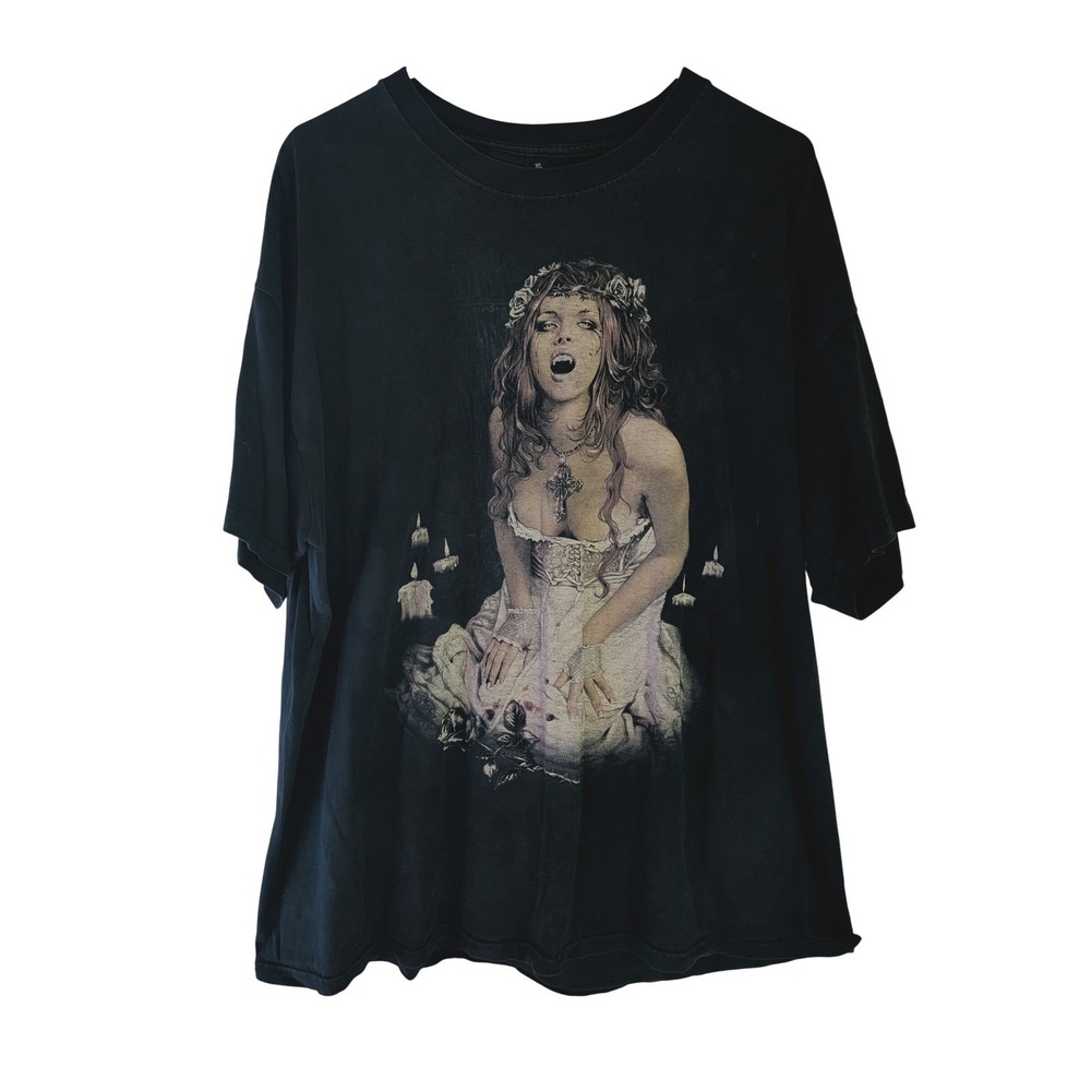Scullbone Victoria Frances Graphic T-Shirt Men XL Goth Vampire Grunge Alt Horror